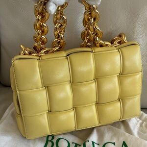 Bottega Veneta Chain Cassette Shoulder Bag in Yellow Lambskin EUC